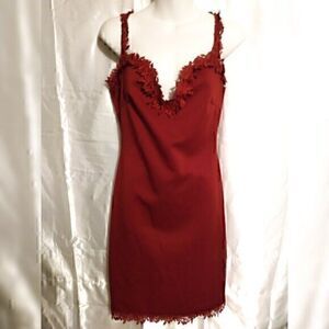 Red Embroidered Crochet Sleeveless Cocktail Formal Mini Dress XL